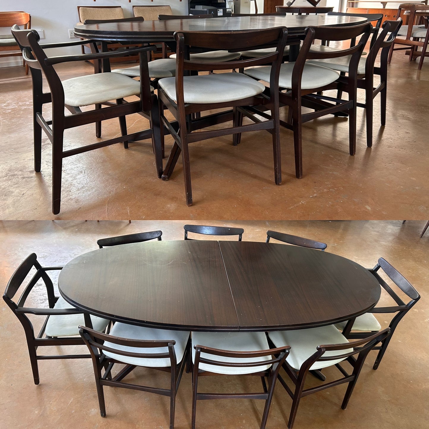 8–10 Seater Extendable South African Mid-Century Modern Dining set designed by John Tabraham for DS Vorster & Co in Mahogany