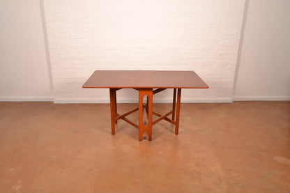 Scandinavian Mid-Century Modern Drop Leaf dining table in Burmese Teak