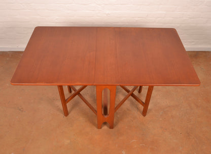 Scandinavian Mid-Century Modern Drop Leaf dining table in Burmese Teak
