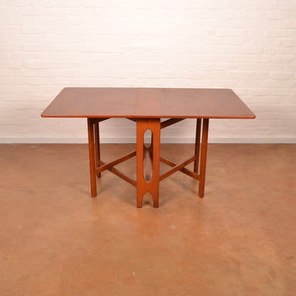 Scandinavian Mid-Century Modern Drop Leaf dining table in Burmese Teak