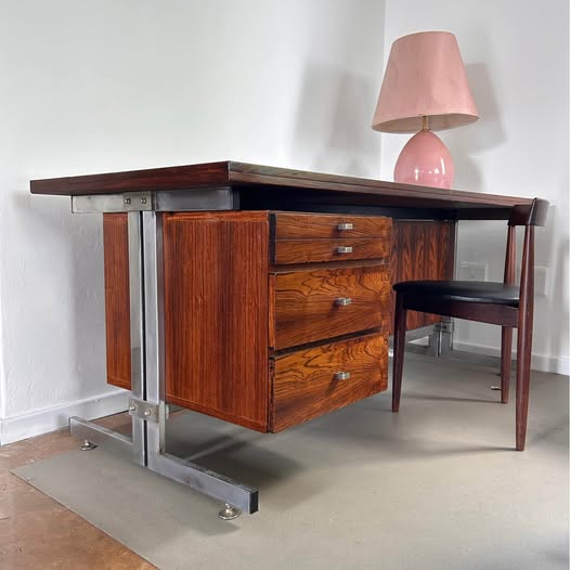 Mid Century Modern Executive Desk in Brazilian Rosewood