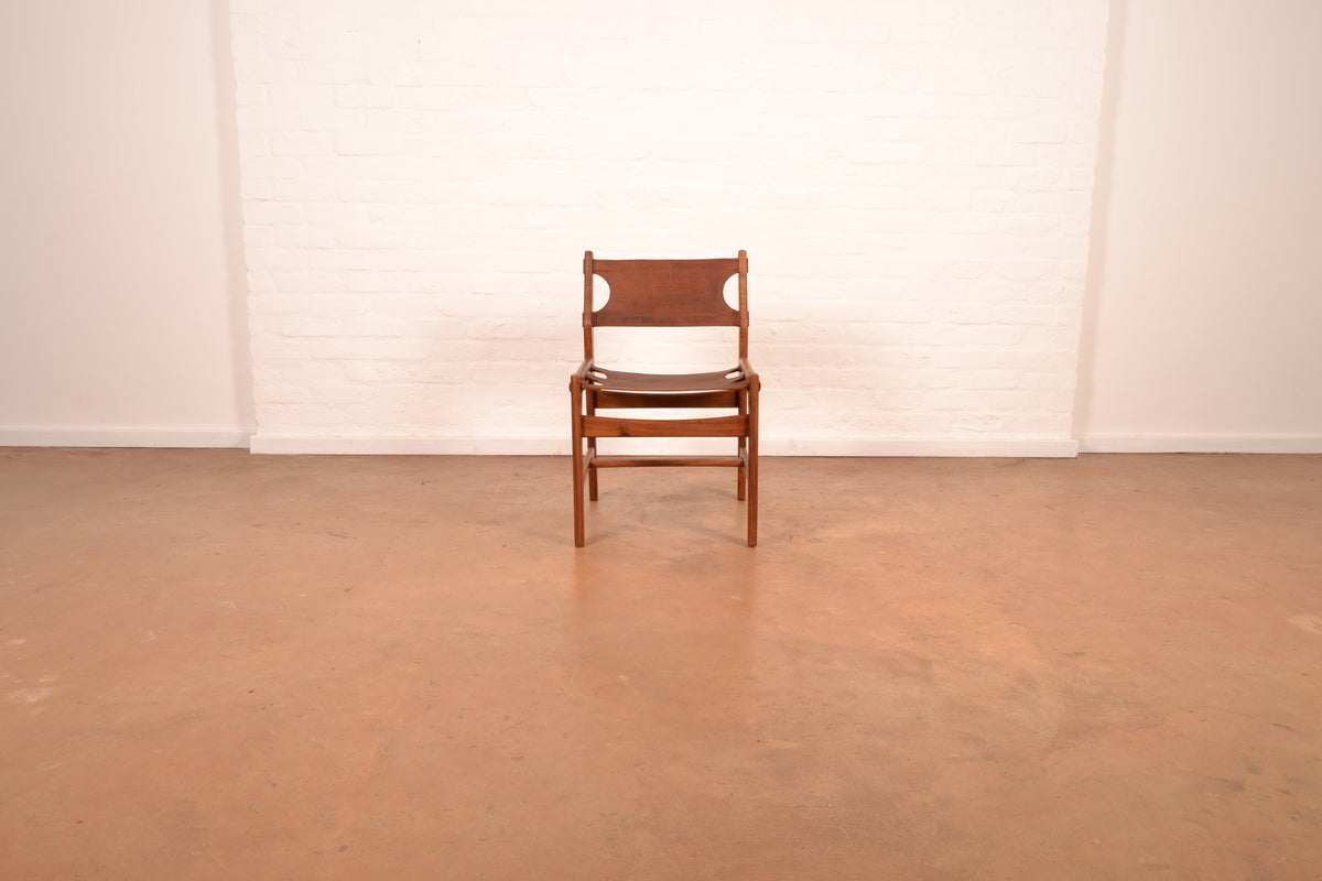 Set of 6 x Vintage DS Vorster South African Mid-Century Modern Dining Chairs in Solid Kiaat & Genuine Leather