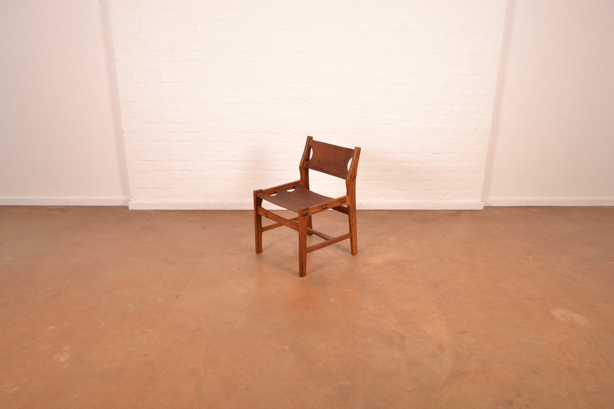 Set of 6 x Vintage DS Vorster South African Mid-Century Modern Dining Chairs in Solid Kiaat & Genuine Leather