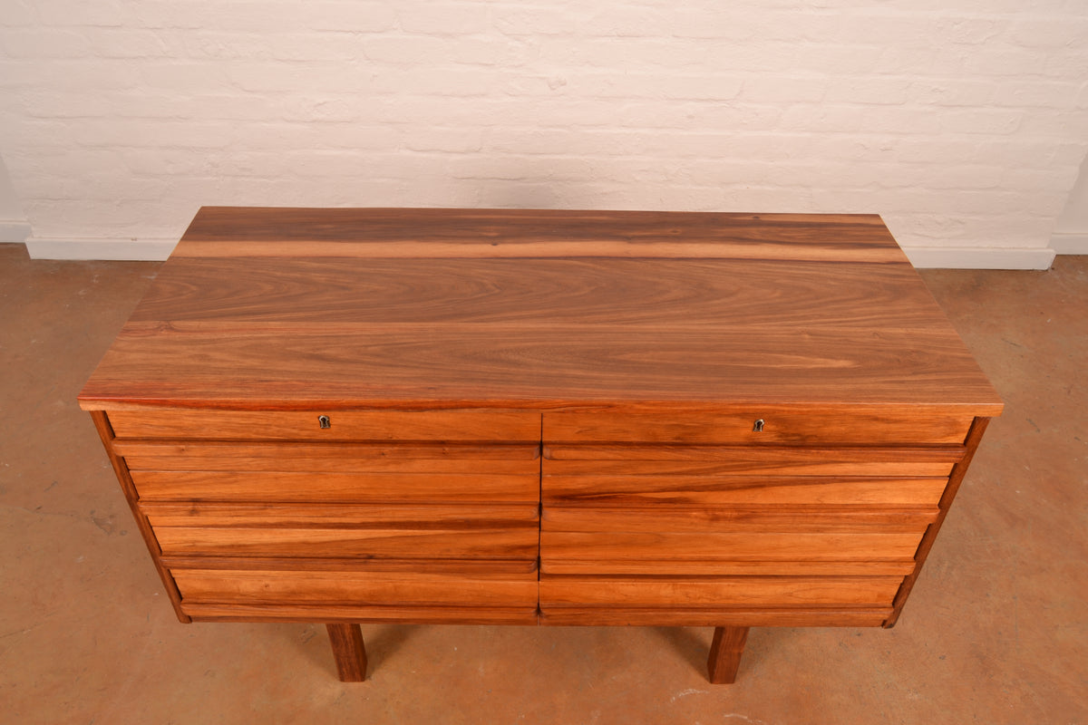 8-Drawer Mid-Century Modern Chest of Drawers in Kiaat