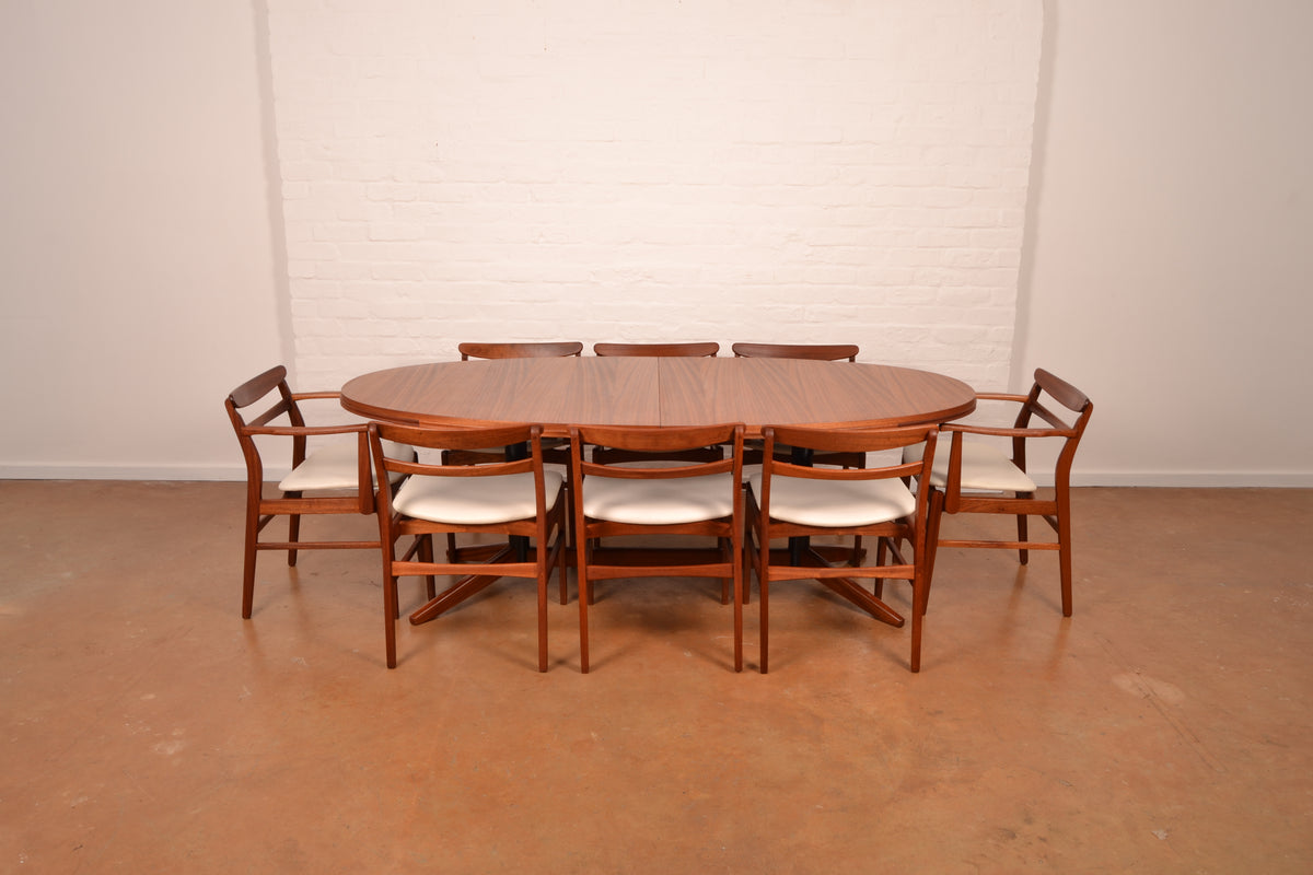 Vintage South African John Tabraham for DS Vorster & Co Mid-Century Modern 6–8 Seater Extendable Dining Set in African Mahogany – Original 1960s
