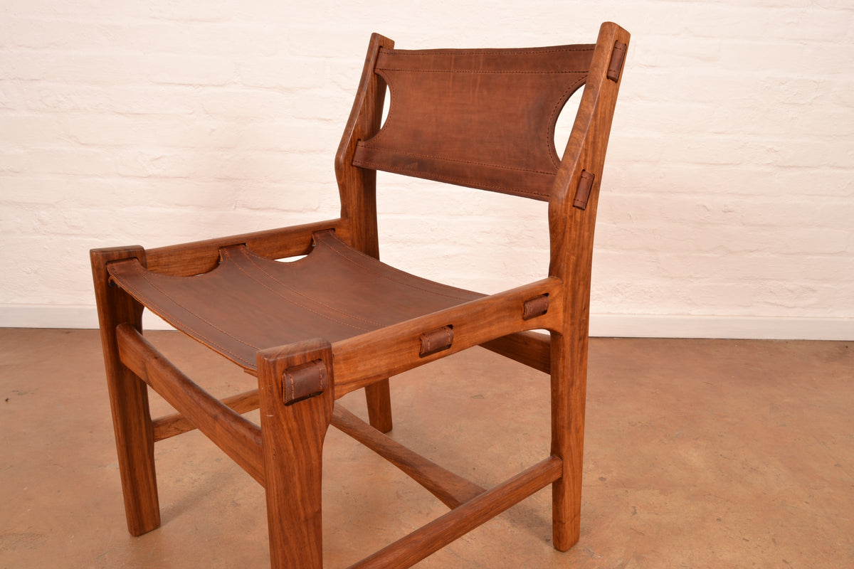 Set of 6 x Vintage DS Vorster South African Mid-Century Modern Dining Chairs in Solid Kiaat & Genuine Leather