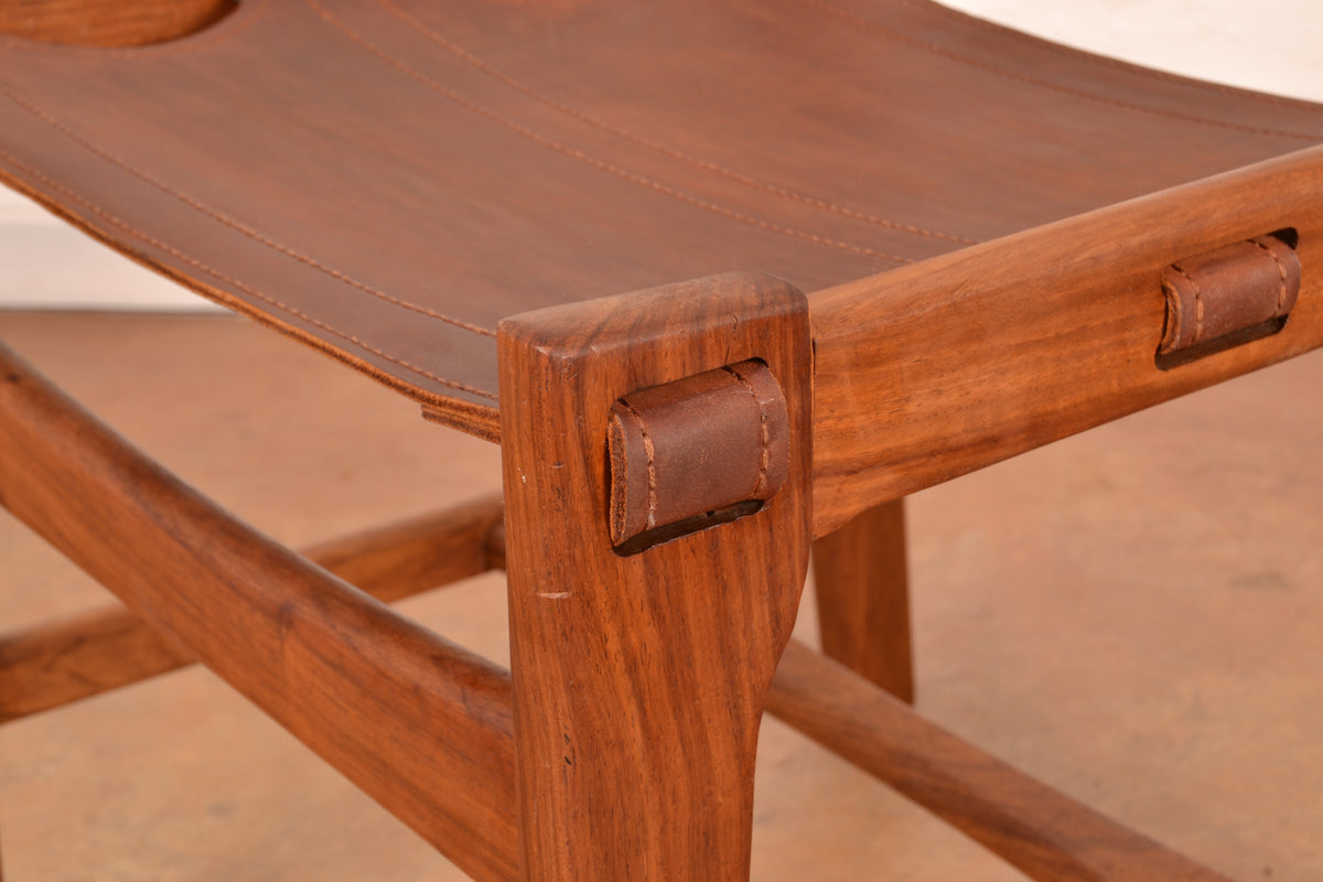 Set of 6 x Vintage DS Vorster South African Mid-Century Modern Dining Chairs in Solid Kiaat & Genuine Leather