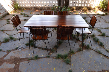 Vintage South African 6-Seater Outdoor Dining Set in solid Mahogany & Mild Steel