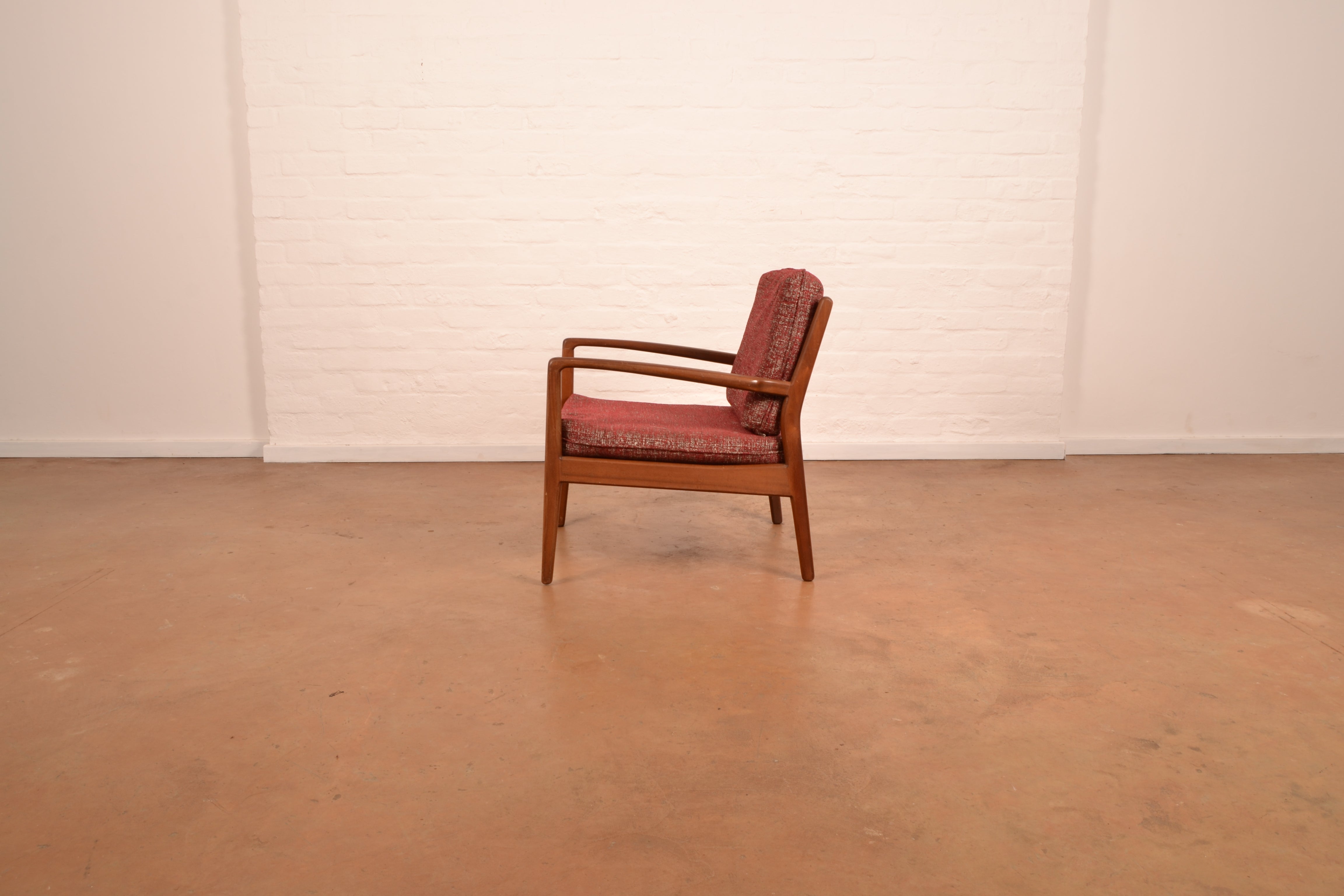 Unrestored Mid Century Modern Armchair in Mahogany