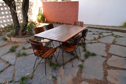 Vintage South African 6-Seater Outdoor Dining Set in solid Mahogany & Mild Steel