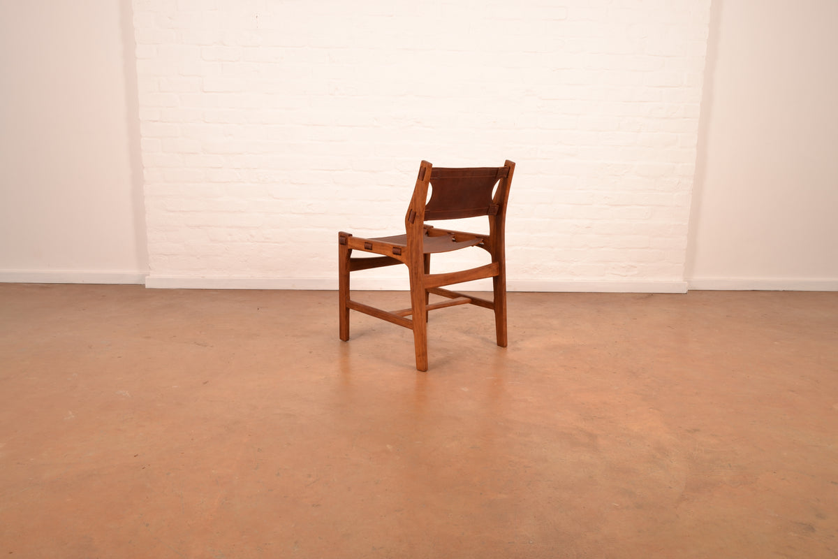 Set of 6 x Vintage DS Vorster South African Mid-Century Modern Dining Chairs in Solid Kiaat & Genuine Leather