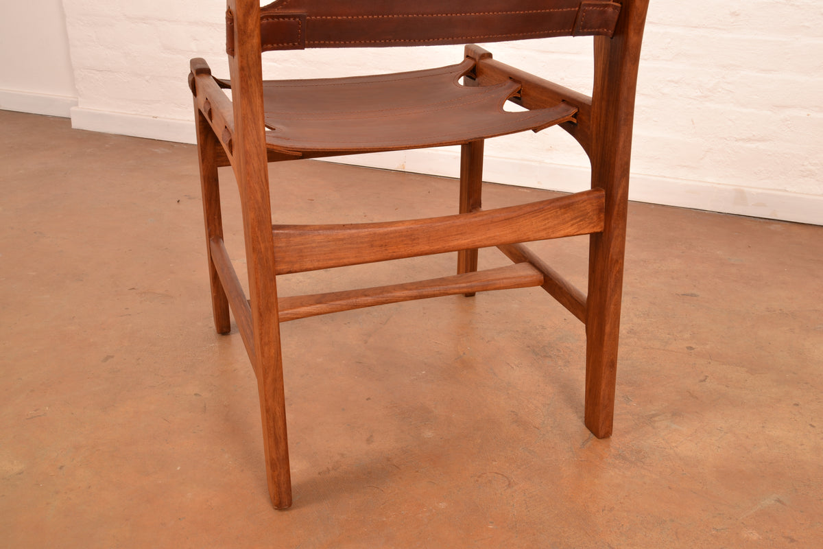 Set of 6 x Vintage DS Vorster South African Mid-Century Modern Dining Chairs in Solid Kiaat & Genuine Leather