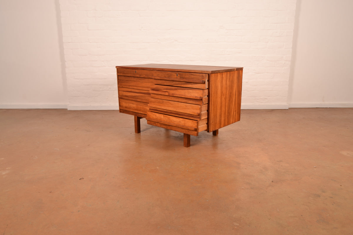 8-Drawer Mid-Century Modern Chest of Drawers in Kiaat