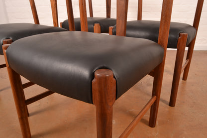 4–6 Seater Extendable South African Mid-Century Modern Dining Set in Solid Kiaat by Artecasa  – Expertly Restored with Genuine Leather Upholstery