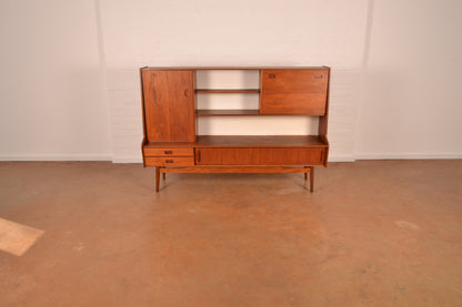 Vintage Danish Mid-Century Modern High Sideboard in Burmese Teak