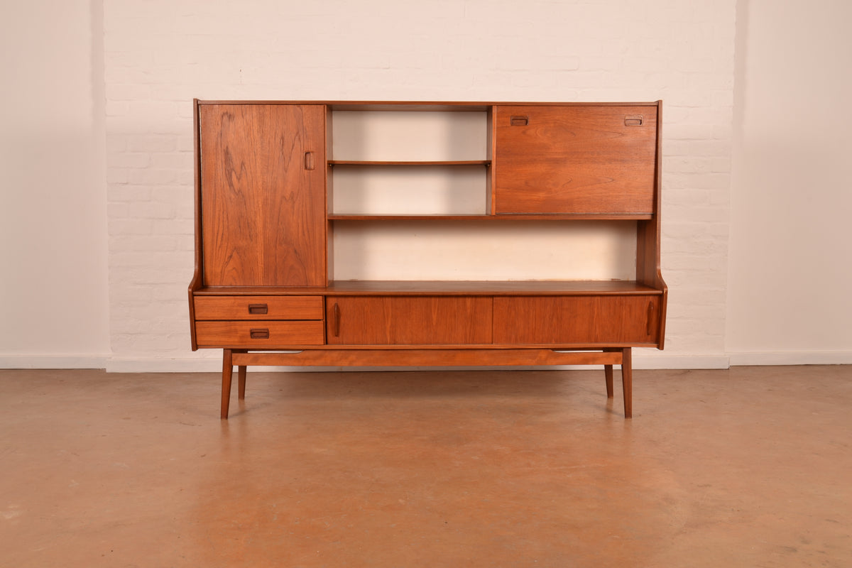 Vintage Danish Mid-Century Modern High Sideboard in Burmese Teak