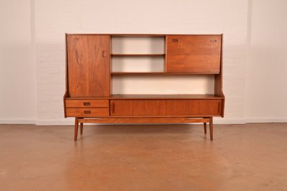 Vintage Danish Mid-Century Modern High Sideboard in Burmese Teak