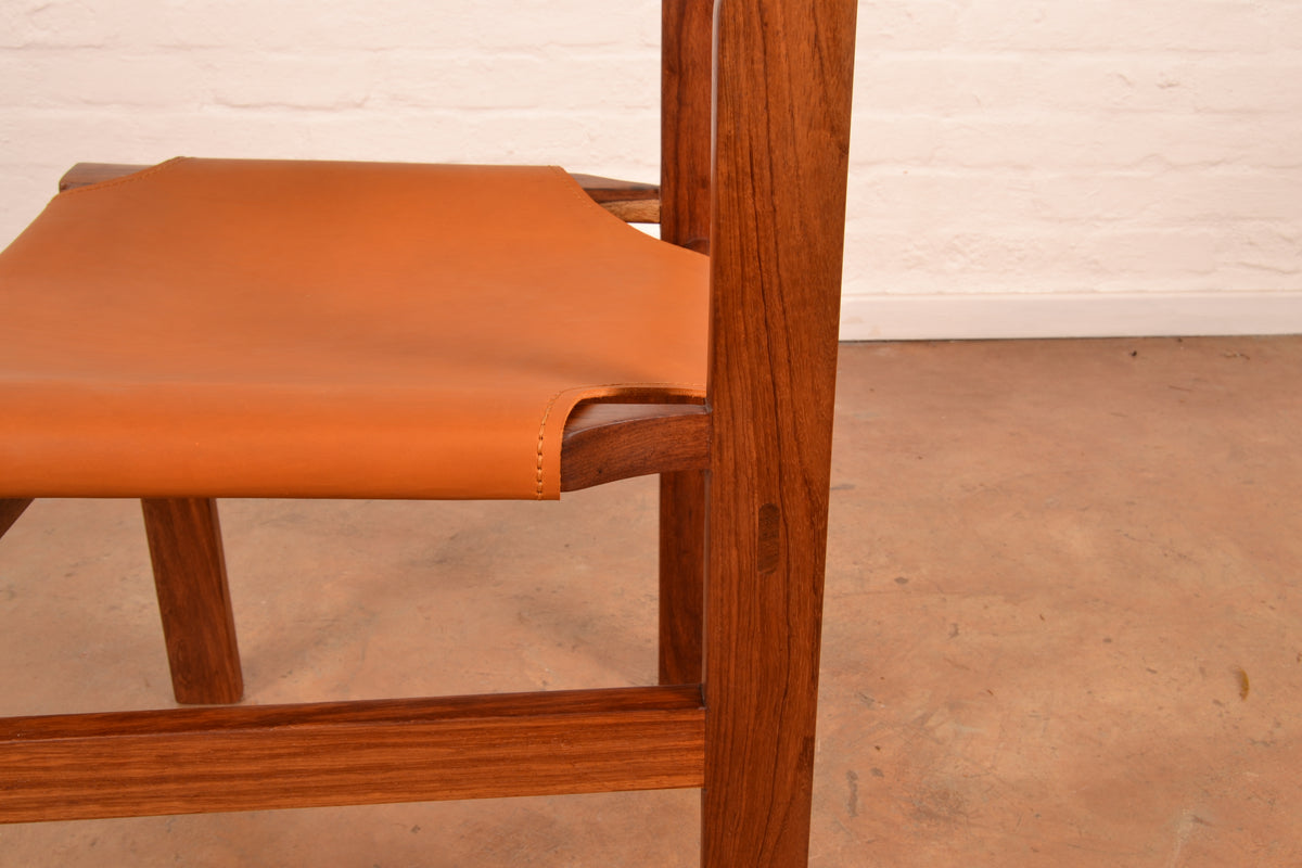 Set of 6 x Vintage Kallenbach’s South African Mid-Century Modern Dining Chairs by John Tabraham in Solid Kiaat & Full-Grain Leather