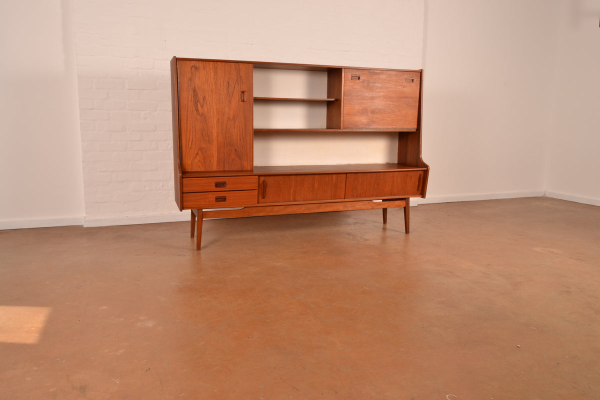 Vintage Danish Mid-Century Modern High Sideboard in Burmese Teak