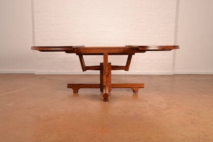 4–6 Seater Extendable South African Mid-Century Modern Dining Set in Solid Kiaat by Artecasa  – Expertly Restored with Genuine Leather Upholstery