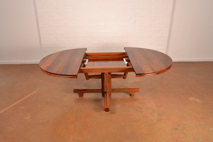 4–6 Seater Extendable South African Mid-Century Modern Dining Set in Solid Kiaat by Artecasa  – Expertly Restored with Genuine Leather Upholstery