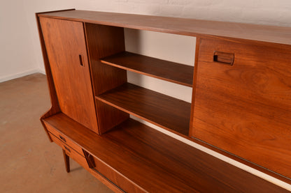 Vintage Danish Mid-Century Modern High Sideboard in Burmese Teak