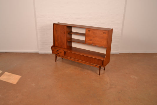 Vintage Danish Mid-Century Modern High Sideboard in Burmese Teak