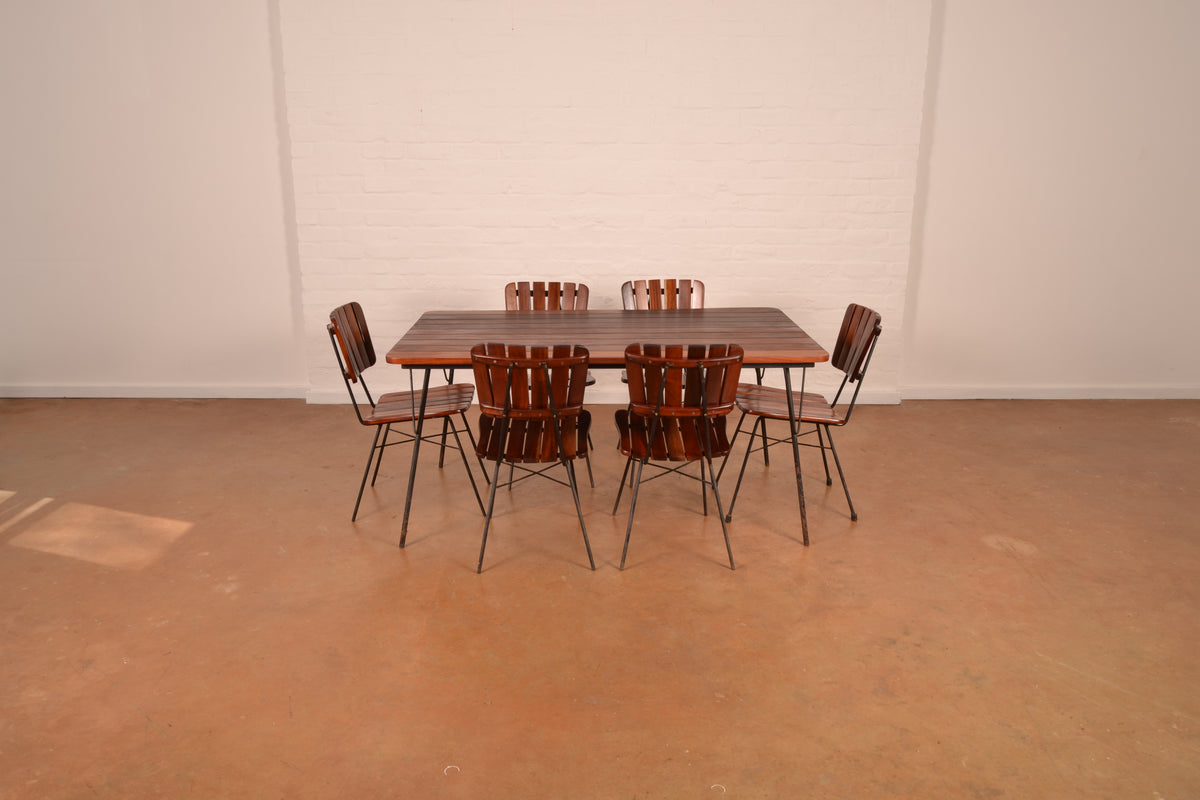 Vintage South African 6-Seater Outdoor Dining Set in solid Mahogany & Mild Steel