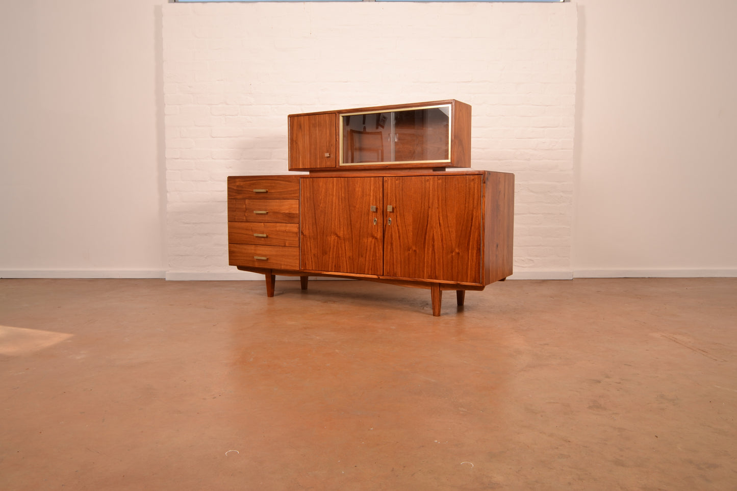 Vintage MCM Sideboard & Display Cabinet in Kiaat by Kallenbach's