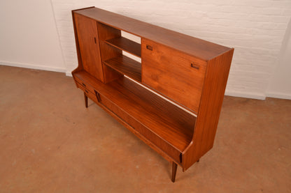 Vintage Danish Mid-Century Modern High Sideboard in Burmese Teak