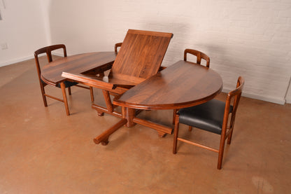 4–6 Seater Extendable South African Mid-Century Modern Dining Set in Solid Kiaat by Artecasa  – Expertly Restored with Genuine Leather Upholstery