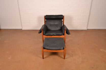 Vintage ‘Amiral’ Lounge Chair & Ottoman in Solid Kiaat