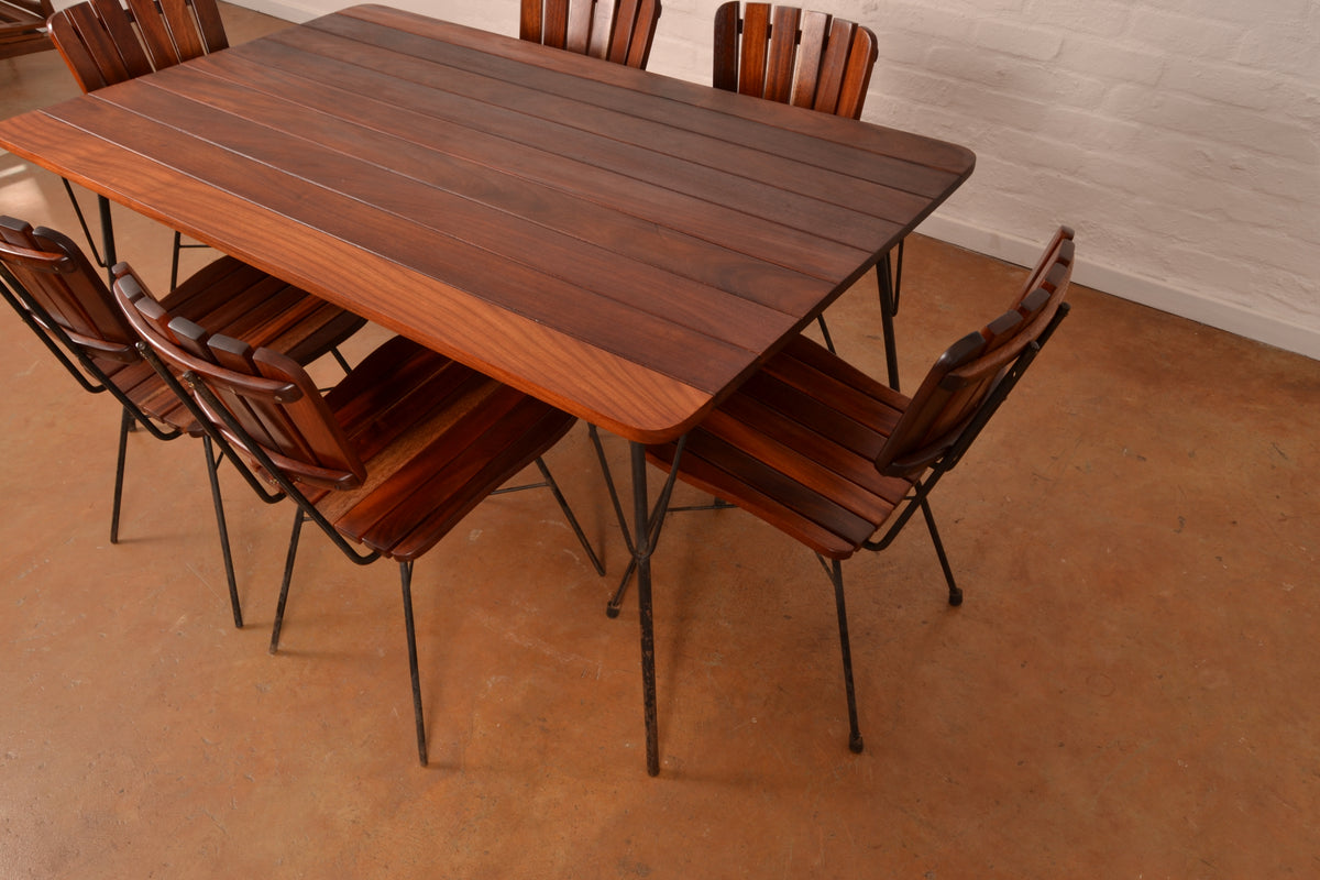 Vintage South African 6-Seater Outdoor Dining Set in solid Mahogany & Mild Steel