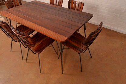 Vintage South African 6-Seater Outdoor Dining Set in solid Mahogany & Mild Steel