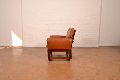 Vintage Pair of Genuine Leather "Copa" Style Armchairs in Brazilian Walnut
