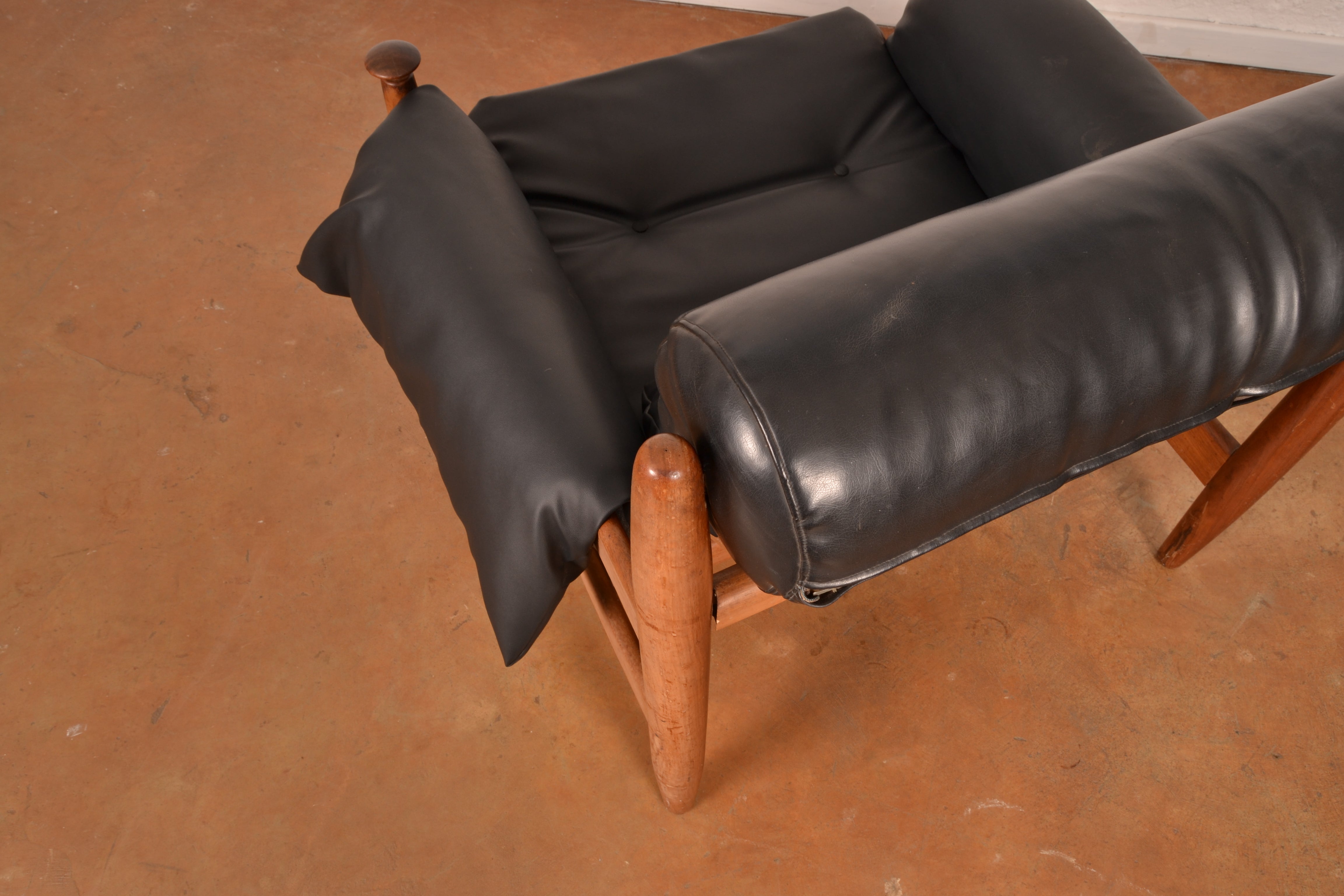 Vintage ‘Amiral’ Lounge Chair & Ottoman in Solid Kiaat