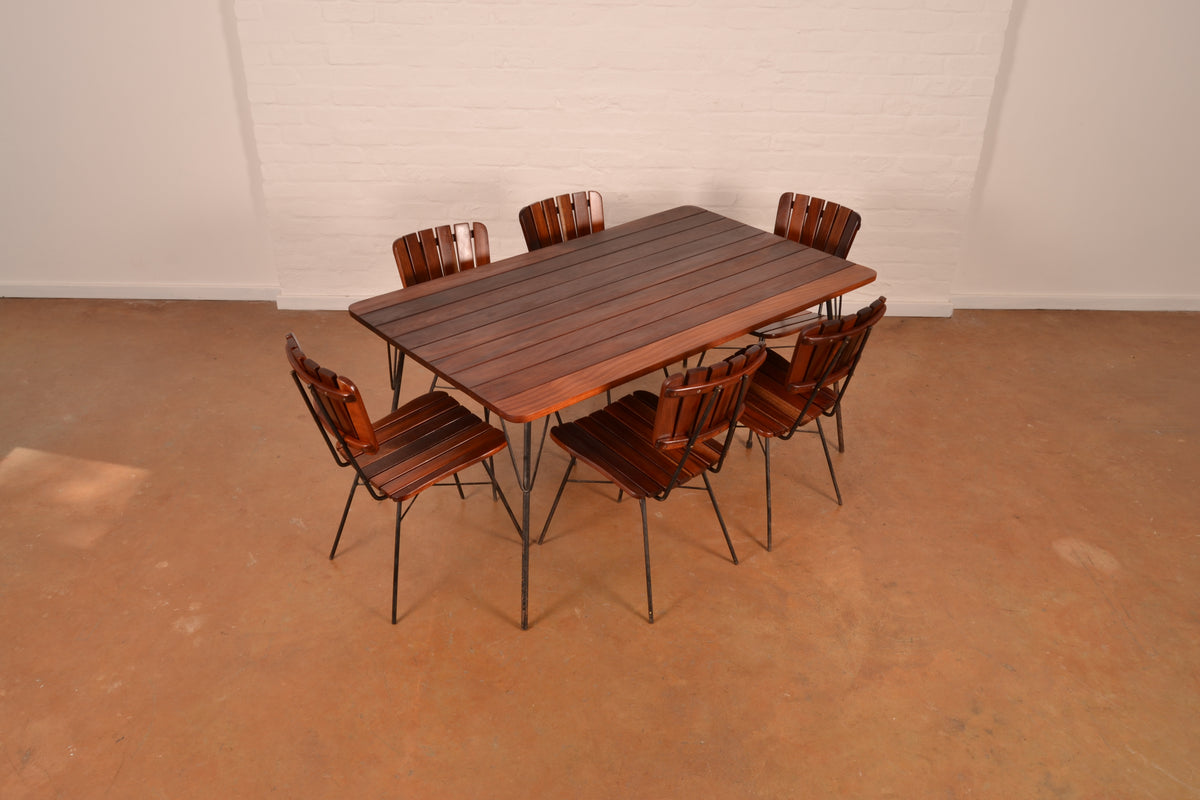 Vintage South African 6-Seater Outdoor Dining Set in solid Mahogany & Mild Steel