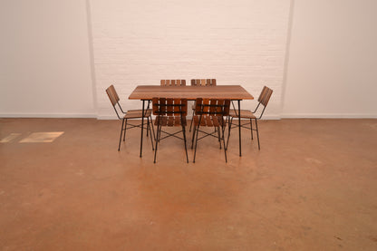 Retro 6-Seater Outdoor Dining Set in Meranti & Mild Steel