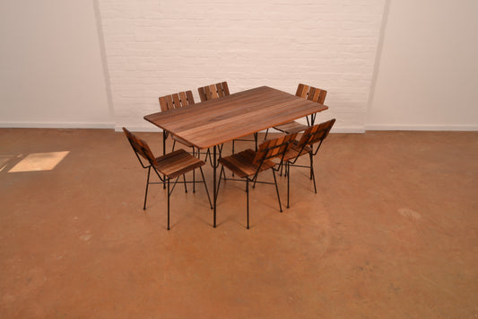 Retro 6-Seater Outdoor Dining Set in Meranti & Mild Steel