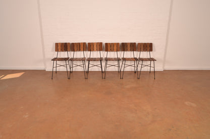 Retro 6-Seater Outdoor Dining Set in Meranti & Mild Steel