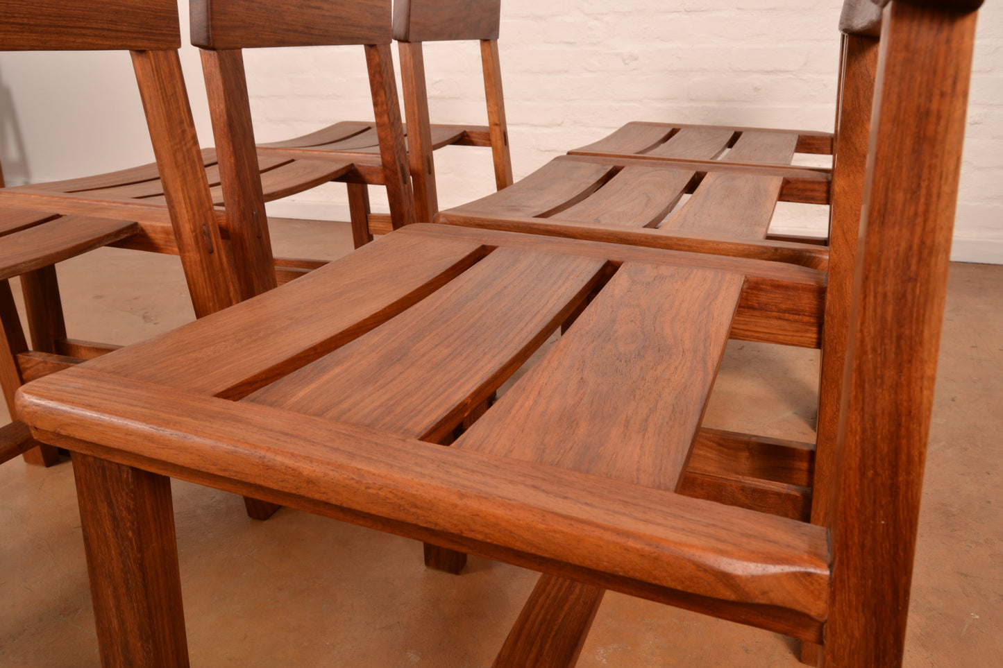 Set of 6 x Vintage Solid Kiaat MCM Dining Chairs by DS Vorster & Co