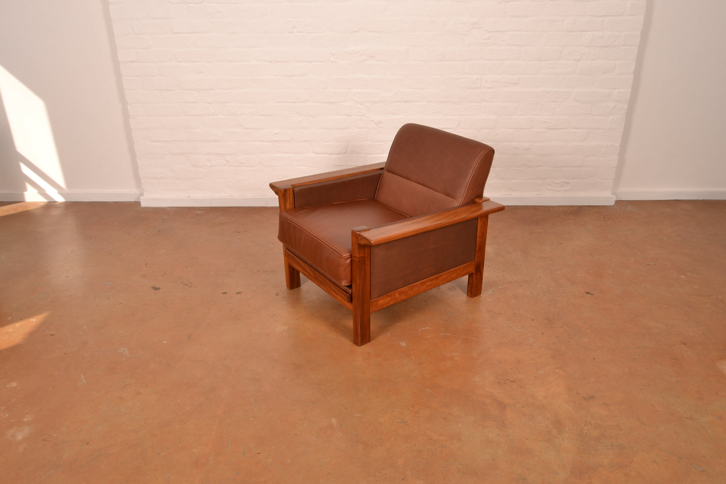 Vintage South African MCM Solid Kiaat Armchair by Lubis