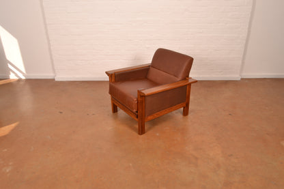 Vintage South African MCM Solid Kiaat Armchair by Lubis
