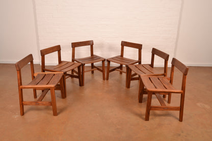 Set of 6 x Vintage Solid Kiaat MCM Dining Chairs by DS Vorster & Co