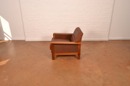 Vintage South African MCM Solid Kiaat Armchair by Lubis