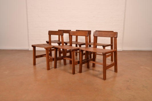 Set of 6 x Vintage Solid Kiaat MCM Dining Chairs by DS Vorster & Co