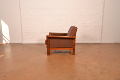 Vintage South African MCM Solid Kiaat Armchair by Lubis
