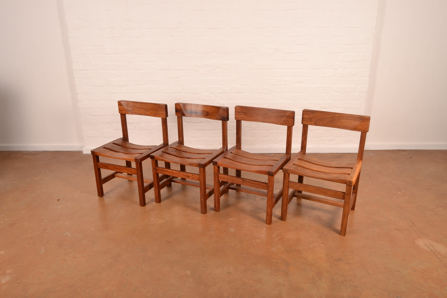 Set of 4 x Mid Century Modern Dining Chairs in Solid Kiaat