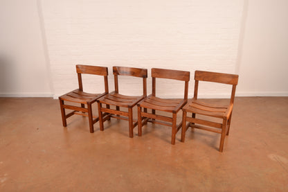 Set of 4 x Mid Century Modern Dining Chairs in Solid Kiaat