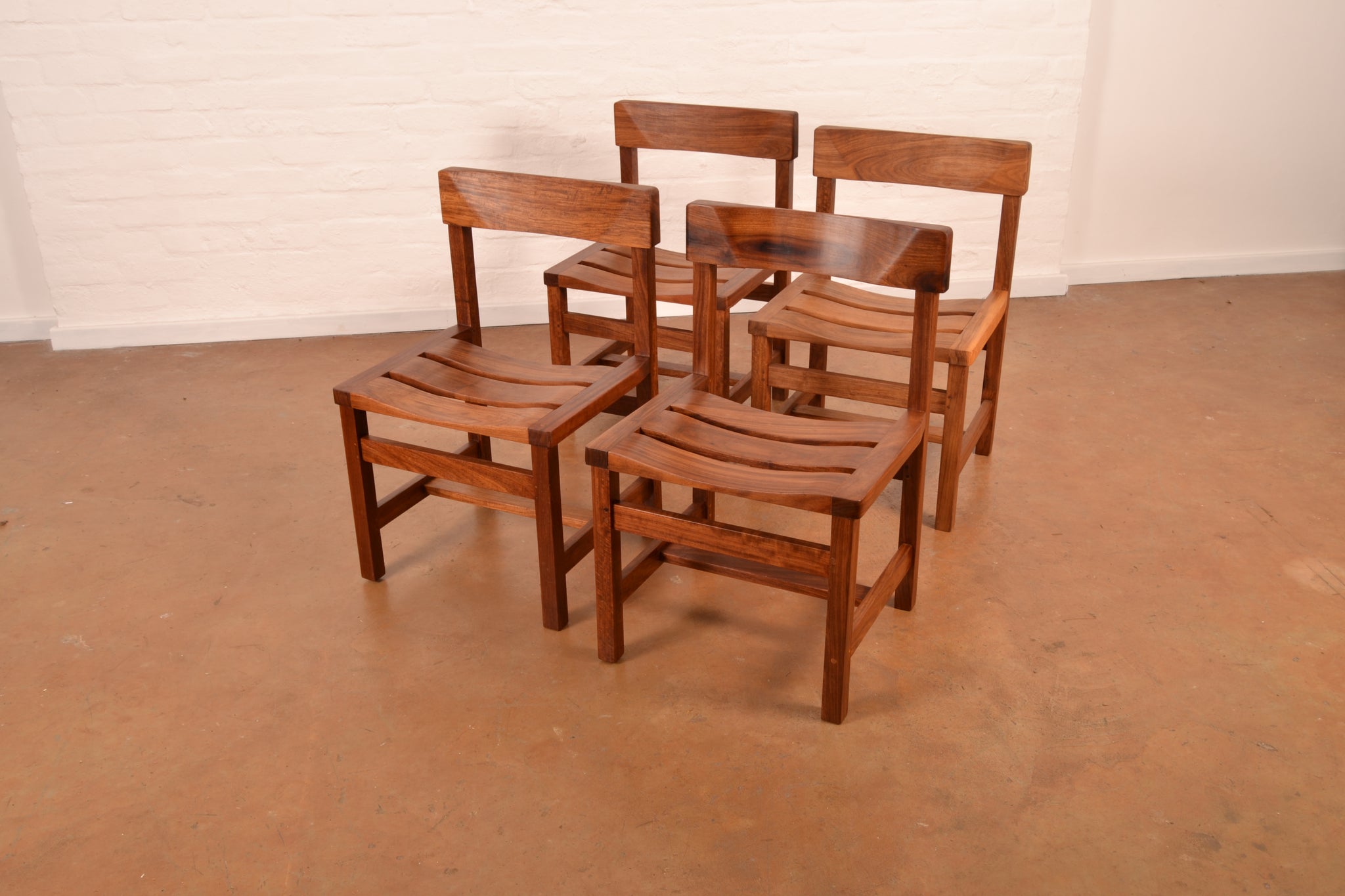Set of 4 x Mid Century Modern Dining Chairs in Solid Kiaat